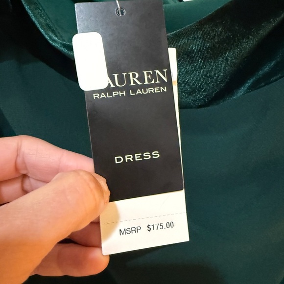 Lauren Ralph Lauren Green Asymmetrical Tie Front Dress NWT! - Picture 4 of 6